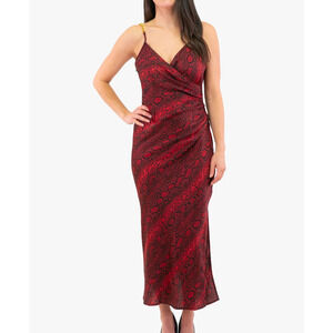 MICHAEL Michael Kors Women's Snake Skin Print Chain Slip Dress Size XS Dark Red